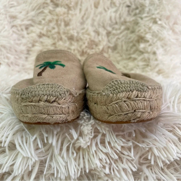 Soludos Womens Sz 8 Slip On Espadrille Shoes Embroidered Palm Tree Canvas beige - Picture 4 of 8